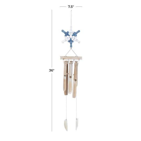 36" Ship Wheel Handmade Bamboo Windchime with Log Chimes
